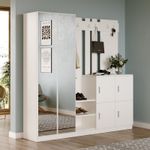 Casa si Gradina - Mobilier - Organizare si depozitare - Cuiere - Cuier hol, Hanah Home, pal melaminat, alb, 187.2x37.5x180 cm - Infinity.ro