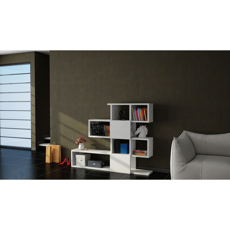 Casa si Gradina - Mobilier - Biblioteci si rafturi - Biblioteci - Biblioteca, Hanah Home, pal melaminat, alb, 120x109x19.5 cm - Infinity.ro