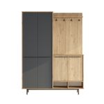 Casa si Gradina - Mobilier - Organizare si depozitare - Cuiere - Cuier hol, Hanah Home, PAL melaminat, stejar antracit, 147.4x35.5x195.6 cm - Infinity.ro