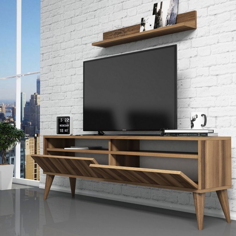 Casa si Gradina - Mobilier - Comode si corpuri - Console - Consola tv, Hanah Home, pal melaminat, nuc, 150x50x30 cm - Infinity.ro