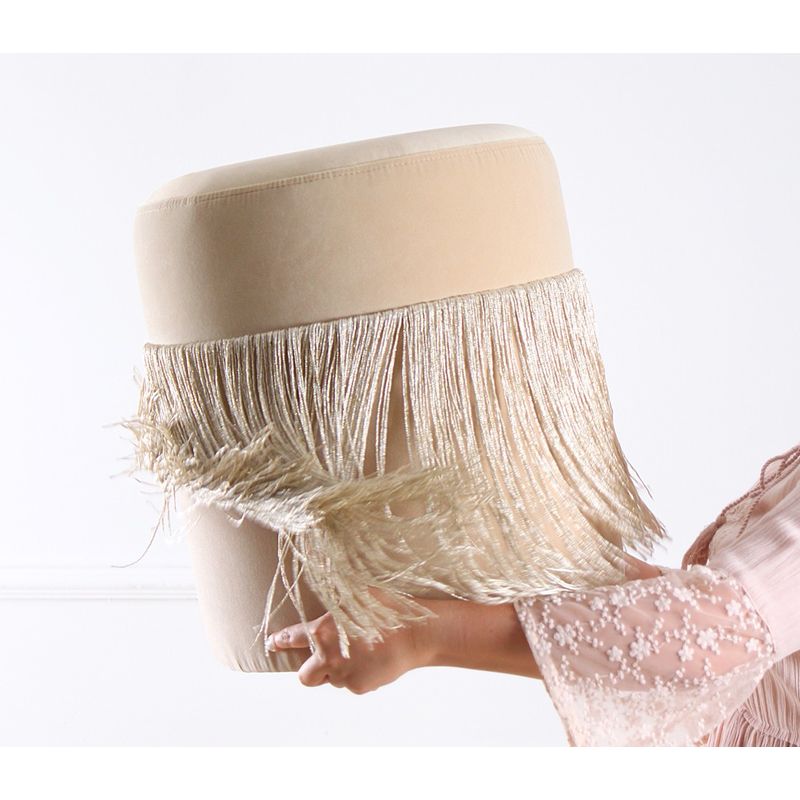 Casa si Gradina - Mobilier - Scaune si fotolii - Tabureti - Taburet, Hanah Home, catifea, crem, 45x45x47 cm - Infinity.ro