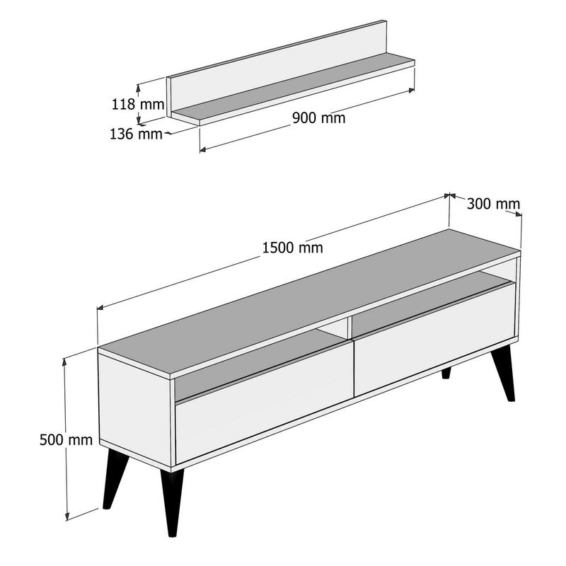 Casa si Gradina - Mobilier - Comode si corpuri - Console - Consola tv, Hanah Home, pal melaminat, nuc, 150x50x30 cm - Infinity.ro