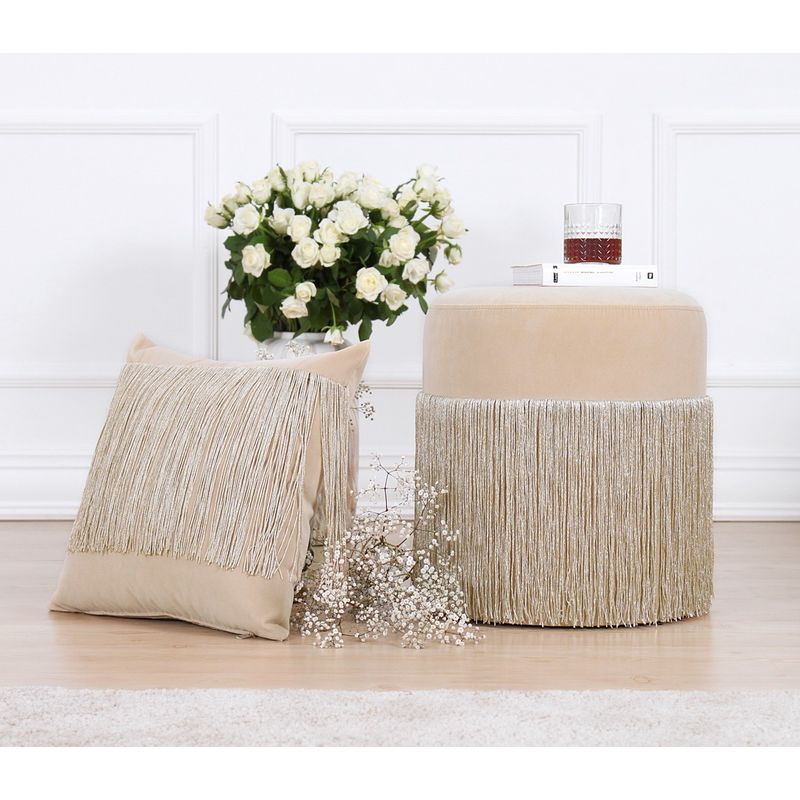 Casa si Gradina - Mobilier - Scaune si fotolii - Tabureti - Taburet, Hanah Home, catifea, crem, 45x45x47 cm - Infinity.ro