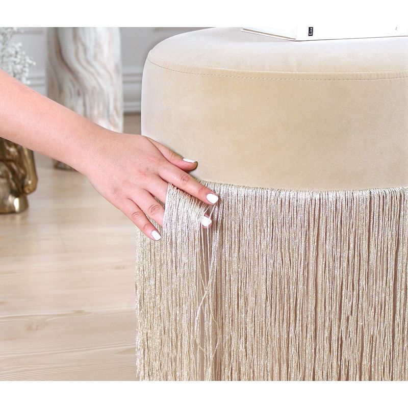 Casa si Gradina - Mobilier - Scaune si fotolii - Tabureti - Taburet, Hanah Home, catifea, crem, 45x45x47 cm - Infinity.ro