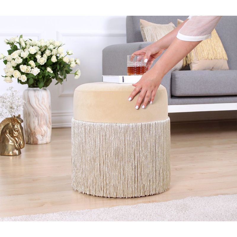 Casa si Gradina - Mobilier - Scaune si fotolii - Tabureti - Taburet, Hanah Home, catifea, crem, 45x45x47 cm - Infinity.ro