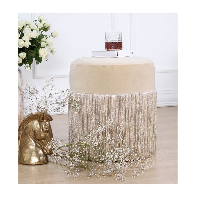 Casa si Gradina - Mobilier - Scaune si fotolii - Tabureti - Taburet, Hanah Home, catifea, crem, 45x45x47 cm - Infinity.ro