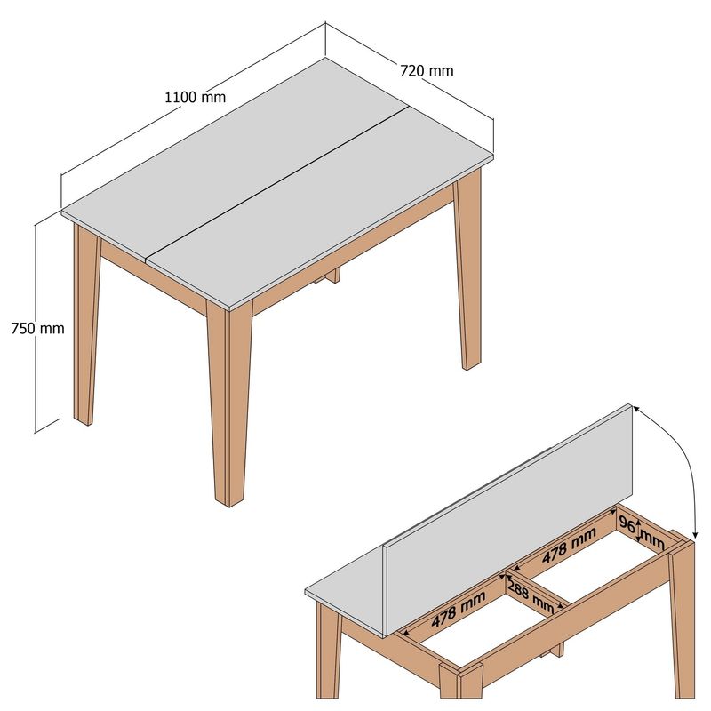 Casa si Gradina - Mobilier - Mese si birouri - Mese bucatarie si dining - Masa de bucatarie, Hanah Home, pal melaminat, nuc, 110x72x75 cm - Infinity.ro