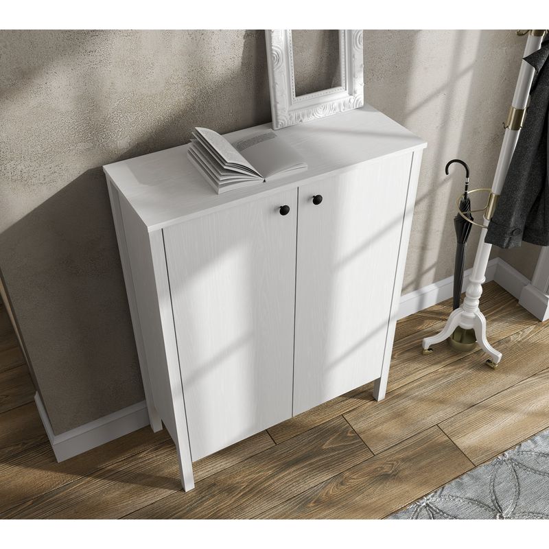 Casa si Gradina - Mobilier - Dulapuri si sifoniere - Dulapuri pantofi - Dulap pantofi, Hanah Home, pal melaminat, lemn si alb, 90x35x118 cm - Infinity.ro