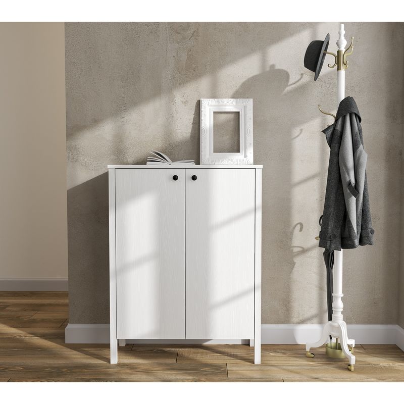 Casa si Gradina - Mobilier - Dulapuri si sifoniere - Dulapuri pantofi - Dulap pantofi, Hanah Home, pal melaminat, lemn si alb, 90x35x118 cm - Infinity.ro