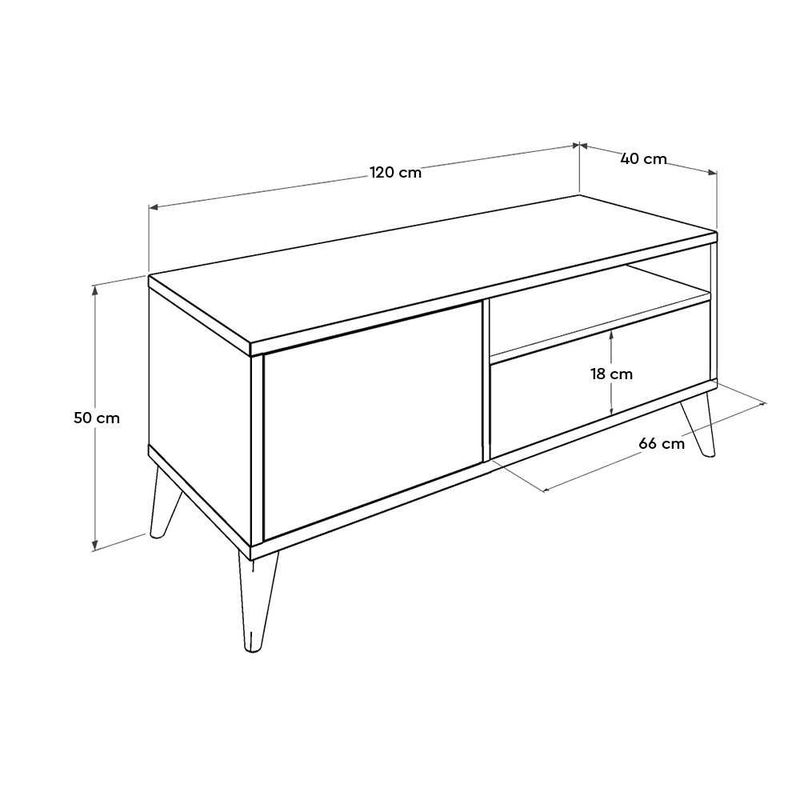 Casa si Gradina - Mobilier - Comode si corpuri - Comode - Comoda tv, Hanah Home, pal melaminat, nuc deschis, 120x40x50 cm - Infinity.ro