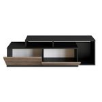 Casa si Gradina - Mobilier - Comode si corpuri - Comode - Comoda tv, Hanah Home, pal melaminat, negru si nuc, 149.8x35.3x42.9 cm - Infinity.ro