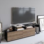 Casa si Gradina - Mobilier - Comode si corpuri - Comode - Comoda tv, Hanah Home, pal melaminat, negru si nuc, 149.8x35.3x42.9 cm - Infinity.ro