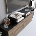 Casa si Gradina - Mobilier - Comode si corpuri - Comode - Comoda tv, Hanah Home, pal melaminat, negru si nuc, 149.8x35.3x42.9 cm - Infinity.ro