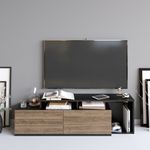 Casa si Gradina - Mobilier - Comode si corpuri - Comode - Comoda tv, Hanah Home, pal melaminat, negru si nuc, 149.8x35.3x42.9 cm - Infinity.ro
