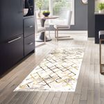 Casa si Gradina - Textile si covoare - Covoare - Covoare casa - Covor, Conceptum Hypnose, auriu, 100x150 cm, 100% poliester, antiderapant, lavabil la masina - Infinity.ro