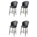 Casa si Gradina - Mobilier - Scaune si fotolii - Tabureti - Set taburete bar (4 bucati), Hanah Home, metal, piele ecologica, antracit si negru, 46x40x107 cm - Infinity.ro