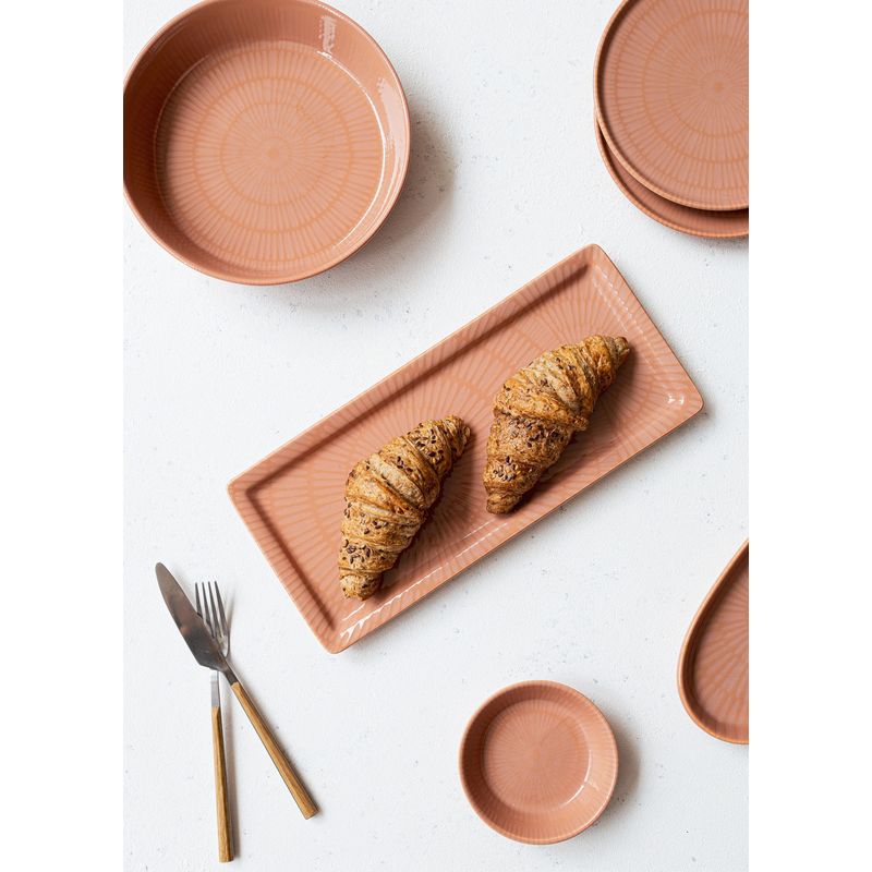 Casa si Gradina - Bucatarie si vesela - Vesela si tacamuri - Platouri de bucatarie - Platou de servire, Hermia, ceramica, somon, 16x35x1 cm - Infinity.ro