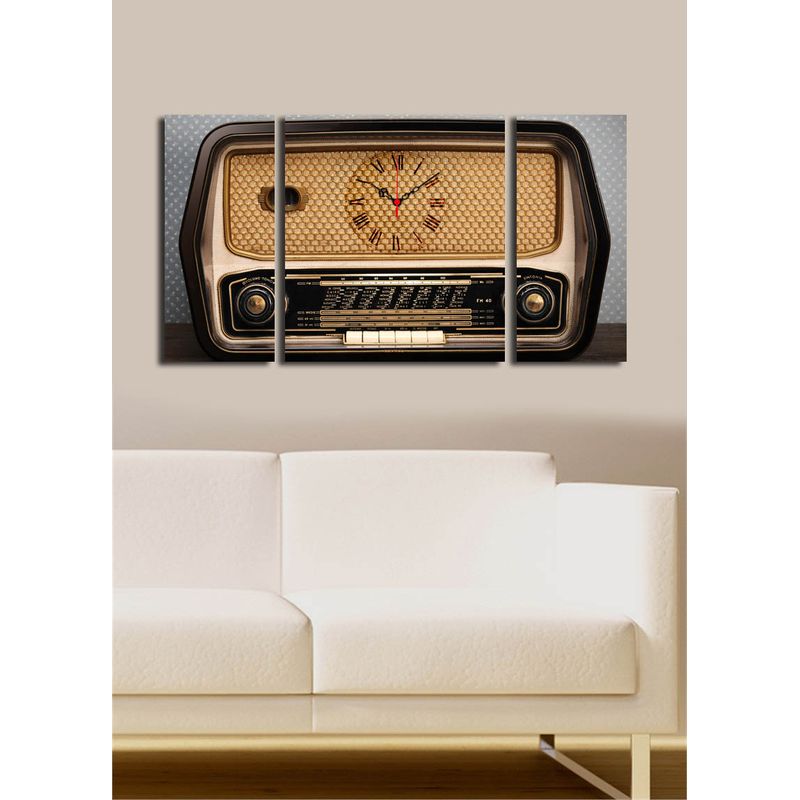 Casa si Gradina - Decoratiuni - Ceasuri - Ceas decorativ de perete, Wallxpert, panza de caprioara, multicolor, 84x45 cm, set 3 piese, 228CLA3627 - Infinity.ro