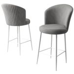 Casa si Gradina - Mobilier - Scaune si fotolii - Tabureti - Set taburete bar, Hanah Home, metal, gri alb, 46x40x107 cm, 2 bucati - Infinity.ro