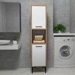 Casa si Gradina - Mobilier - Mobilier baie - Corpuri baie - Dulap multifunctional, Hanah Home, pal melaminat, pin atlantic si alb, 35x35x153.6 cm - Infinity.ro