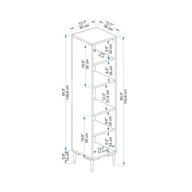 Casa si Gradina - Mobilier - Mobilier baie - Corpuri baie - Dulap multifunctional, Hanah Home, pal melaminat, pin atlantic si alb, 35x35x153.6 cm - Infinity.ro
