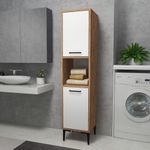 Casa si Gradina - Mobilier - Mobilier baie - Corpuri baie - Dulap multifunctional, Hanah Home, pal melaminat, pin atlantic si alb, 35x35x153.6 cm - Infinity.ro