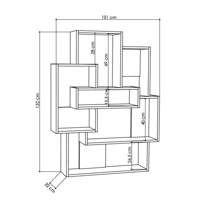 Casa si Gradina - Mobilier - Biblioteci si rafturi - Biblioteci - Biblioteca, Hanah Home, pal melaminat, alb si stejar, 101x22x132 cm - Infinity.ro