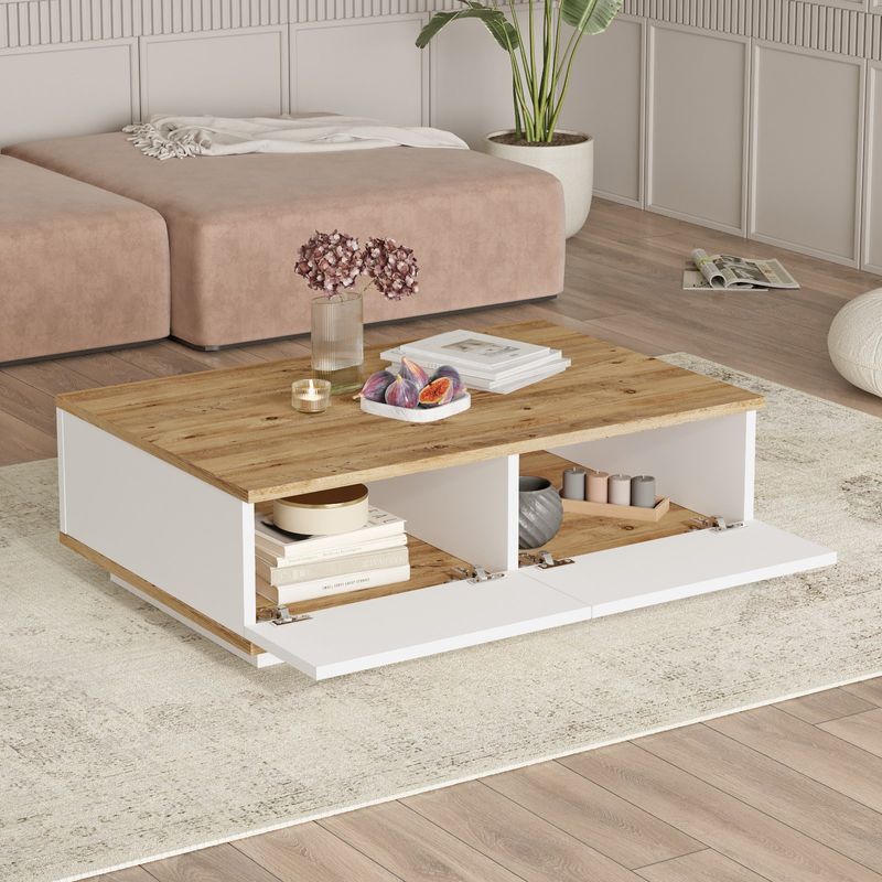 Casa si Gradina - Mobilier - Seturi de mobilier - Seturi living - Set mobilier living, Hanah Home, pal melaminat, pin atlantic si alb, tv 180x44.6x44.5 cm, masuta 90x28.6x60 cm - Infinity.ro