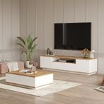 Casa si Gradina - Mobilier - Seturi de mobilier - Seturi living - Set mobilier living, Hanah Home, pal melaminat, pin atlantic si alb, tv 180x44.6x44.5 cm, masuta 90x28.6x60 cm - Infinity.ro