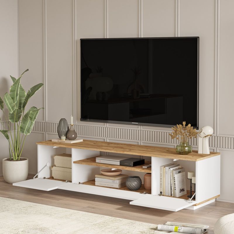 Casa si Gradina - Mobilier - Seturi de mobilier - Seturi living - Set mobilier living, Hanah Home, pal melaminat, pin atlantic si alb, tv 180x44.6x44.5 cm, masuta 90x28.6x60 cm - Infinity.ro