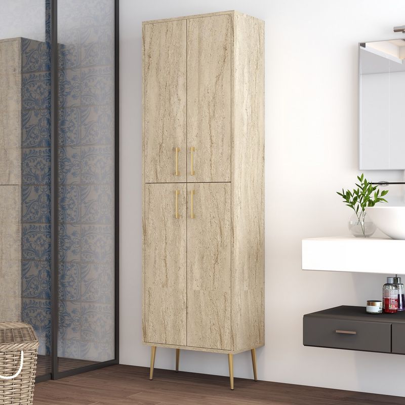 Casa si Gradina - Mobilier - Mobilier baie - Corpuri baie - Dulap baie, Hanah Home, pal melaminat, travertin, 60x35x200 cm - Infinity.ro