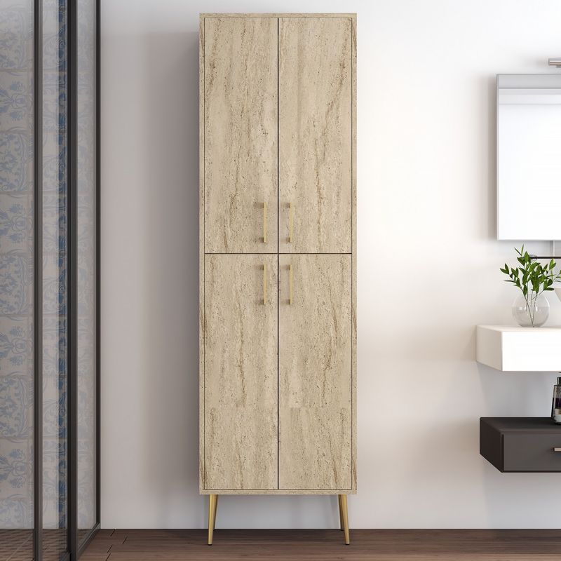 Casa si Gradina - Mobilier - Mobilier baie - Corpuri baie - Dulap baie, Hanah Home, pal melaminat, travertin, 60x35x200 cm - Infinity.ro