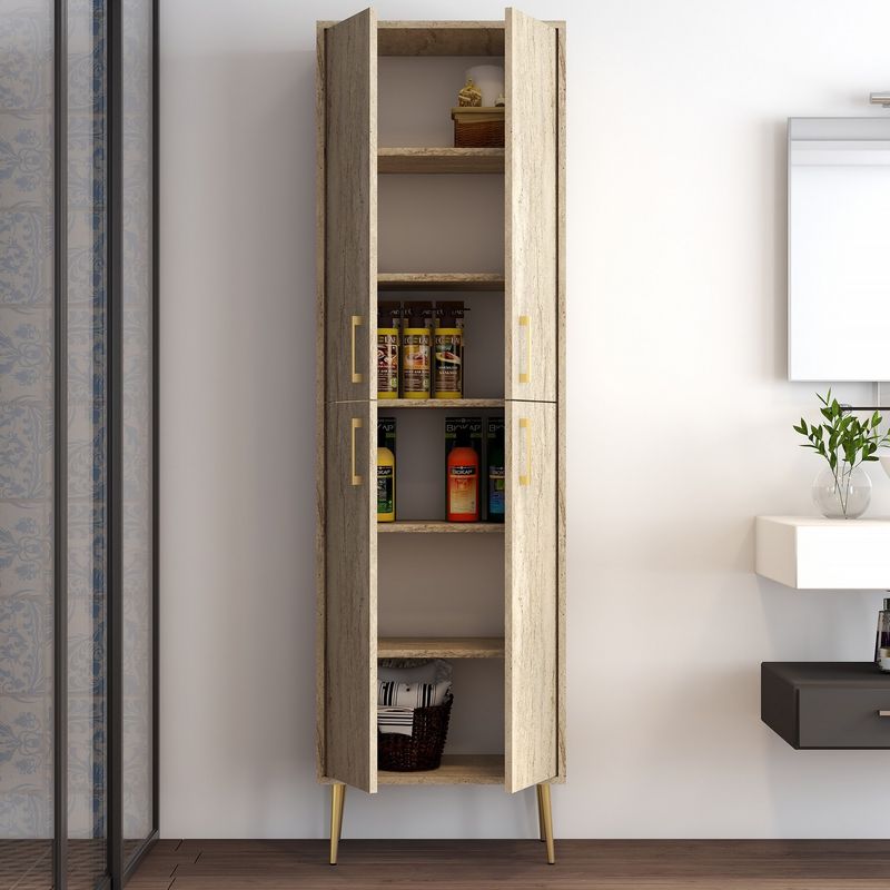 Casa si Gradina - Mobilier - Mobilier baie - Corpuri baie - Dulap baie, Hanah Home, pal melaminat, travertin, 60x35x200 cm - Infinity.ro