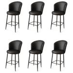 Casa si Gradina - Mobilier - Scaune si fotolii - Tabureti - Set tabureti bar, Hanah Home, metal, piele ecologica, negru, 46x40x107 cm, 6 bucati - Infinity.ro