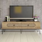 Casa si Gradina - Mobilier - Comode si corpuri - Comode - Comoda tv, Hanah Home, pal melaminat, stejar, 145x45x40 cm - Infinity.ro
