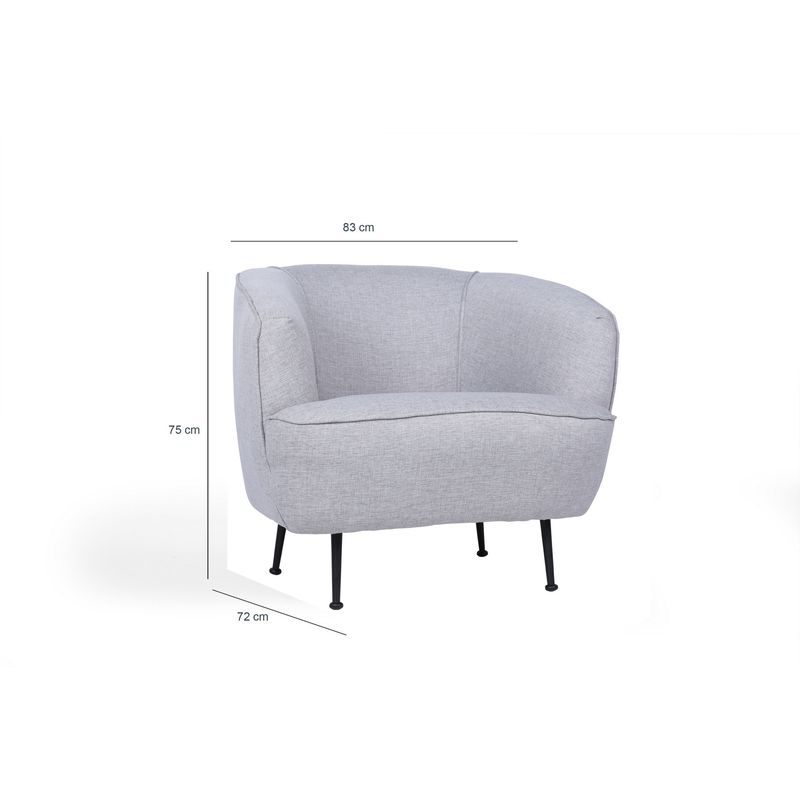 Casa si Gradina - Mobilier - Scaune si fotolii - Fotolii - Fotoliu, Hanah Home, stofa tip in, gri deschis, 83x72x75 cm - Infinity.ro