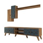 Casa si Gradina - Mobilier - Comode si corpuri - Comode - Comoda tv, Hanah Home, panou de particule melaminat, nuc si calcedonie, 180x44x35 cm - Infinity.ro