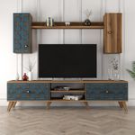 Casa si Gradina - Mobilier - Comode si corpuri - Comode - Comoda tv, Hanah Home, panou de particule melaminat, nuc si calcedonie, 180x44x35 cm - Infinity.ro