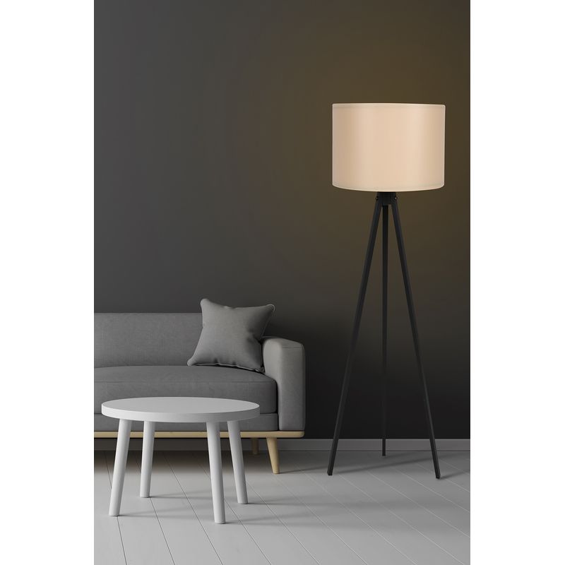 Casa si Gradina - Corpuri si surse de iluminat - Veioze si lampi - Lampadare - Lampadar, Opviq, mdf, crem negru, 145 cm - Infinity.ro
