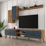 Casa si Gradina - Mobilier - Comode si corpuri - Comode - Comoda tv, Hanah Home, panou de particule melaminat, nuc si calcedonie, 180x44x35 cm - Infinity.ro