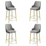 Casa si Gradina - Mobilier - Scaune si fotolii - Tabureti - Set taburete bar, Hanah Home, metal, gri auriu, 45x43x105 cm, 4 bucati - Infinity.ro