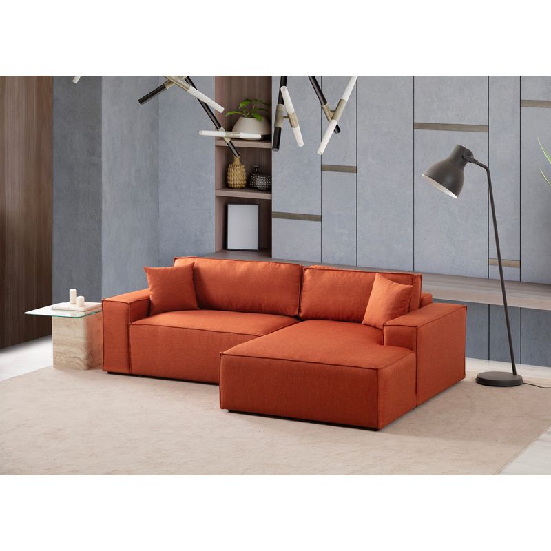 Casa si Gradina - Mobilier - Canapele si coltare - Coltare - Coltar extensibil, Hanah Home, lemn fag si pal, portocaliu, 260x170x78 cm, 560ARE2223 - Infinity.ro