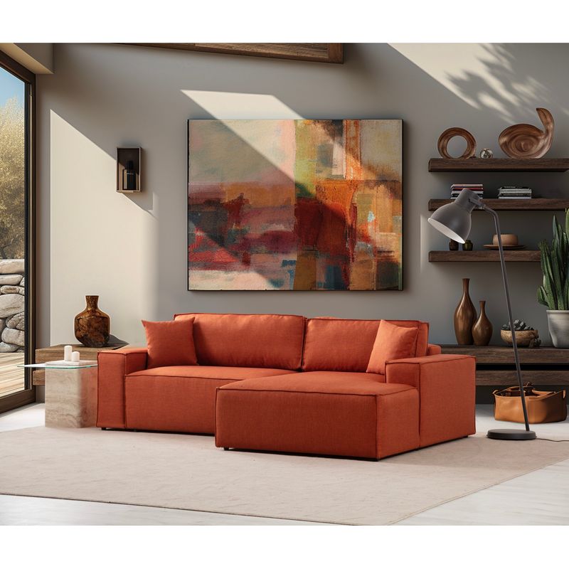 Casa si Gradina - Mobilier - Canapele si coltare - Coltare - Coltar extensibil, Hanah Home, lemn fag si pal, portocaliu, 260x170x78 cm, 560ARE2223 - Infinity.ro
