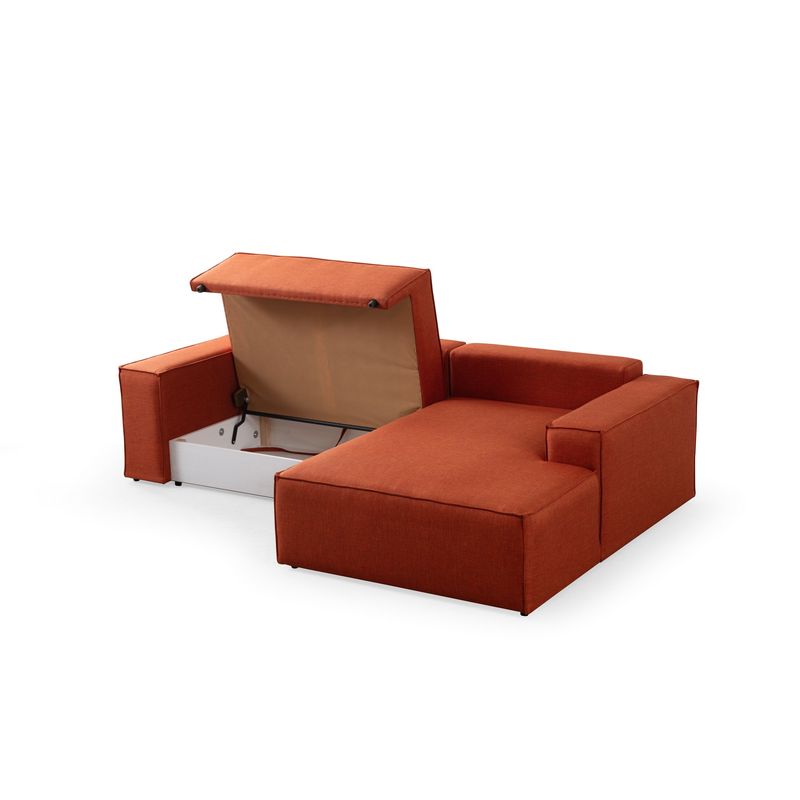 Casa si Gradina - Mobilier - Canapele si coltare - Coltare - Coltar extensibil, Hanah Home, lemn fag si pal, portocaliu, 260x170x78 cm, 560ARE2223 - Infinity.ro