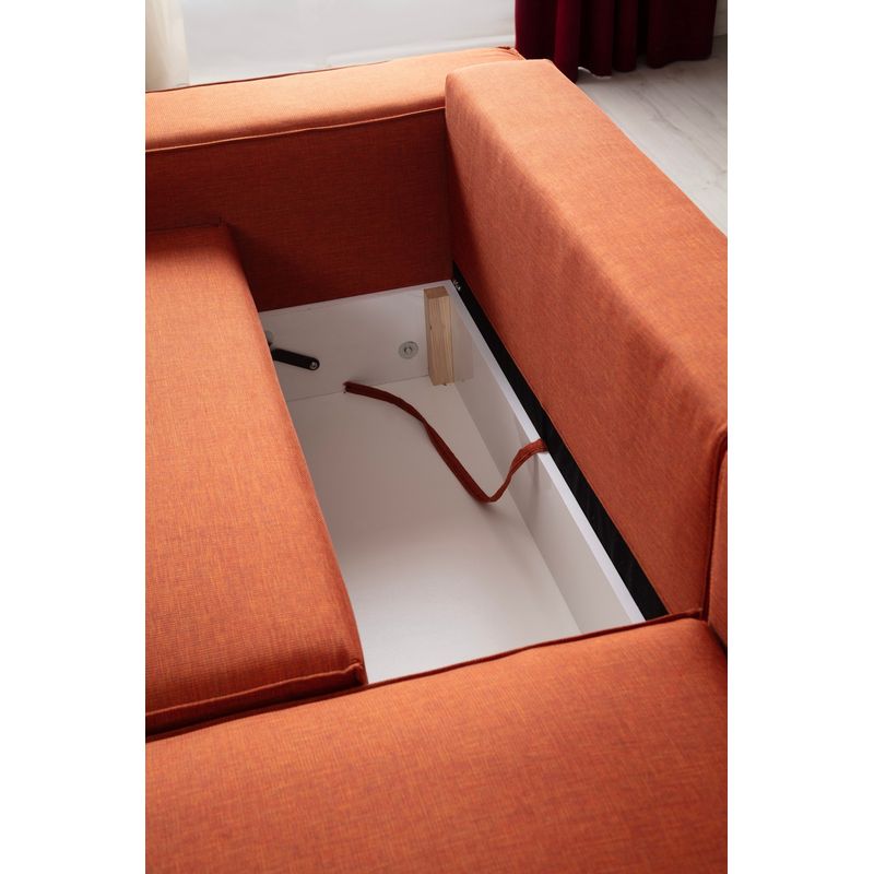 Casa si Gradina - Mobilier - Canapele si coltare - Coltare - Coltar extensibil, Hanah Home, lemn fag si pal, portocaliu, 260x170x78 cm, 560ARE2223 - Infinity.ro