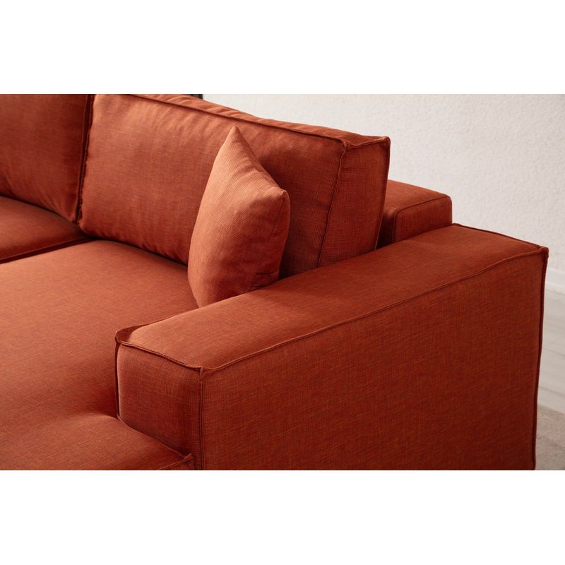 Casa si Gradina - Mobilier - Canapele si coltare - Coltare - Coltar extensibil, Hanah Home, lemn fag si pal, portocaliu, 260x170x78 cm, 560ARE2223 - Infinity.ro