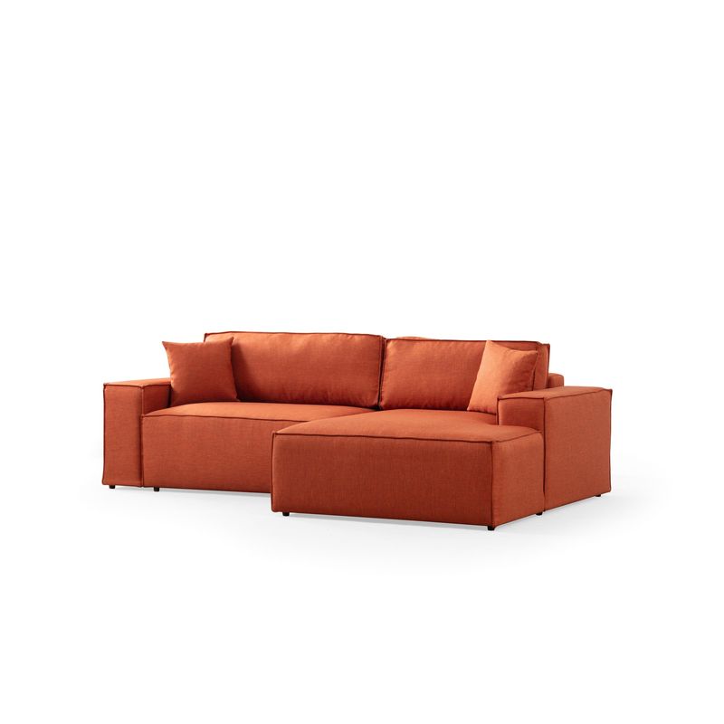 Casa si Gradina - Mobilier - Canapele si coltare - Coltare - Coltar extensibil, Hanah Home, lemn fag si pal, portocaliu, 260x170x78 cm, 560ARE2223 - Infinity.ro