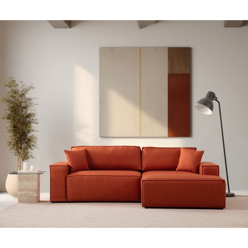 Casa si Gradina - Mobilier - Canapele si coltare - Coltare - Coltar extensibil, Hanah Home, lemn fag si pal, portocaliu, 260x170x78 cm, 560ARE2223 - Infinity.ro