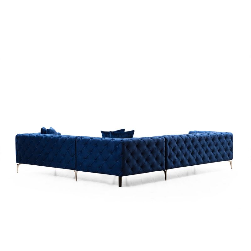 Casa si Gradina - Mobilier - Canapele si coltare - Coltare - Coltar, Hanah Home, lemn fag si pal, albastru marin, 310x270x70 cm - Infinity.ro
