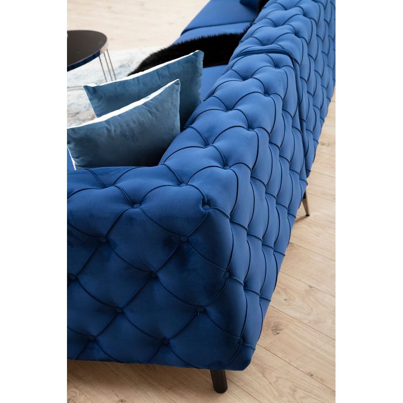Casa si Gradina - Mobilier - Canapele si coltare - Coltare - Coltar, Hanah Home, lemn fag si pal, albastru marin, 310x270x70 cm - Infinity.ro
